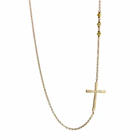 Yellow Diamond Sideways Cross Necklace