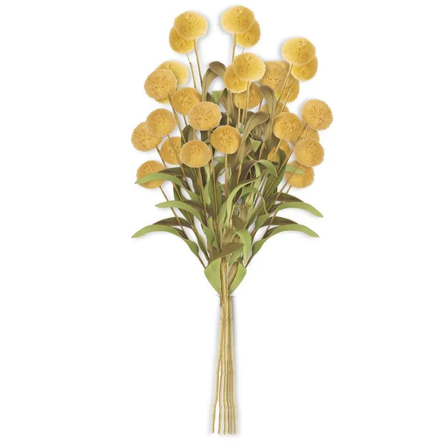 Yellow Pompom Pick w/ Green Eva Leaves Bundle