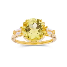 Yellow Sapphire Round Three Stone Statement Ring