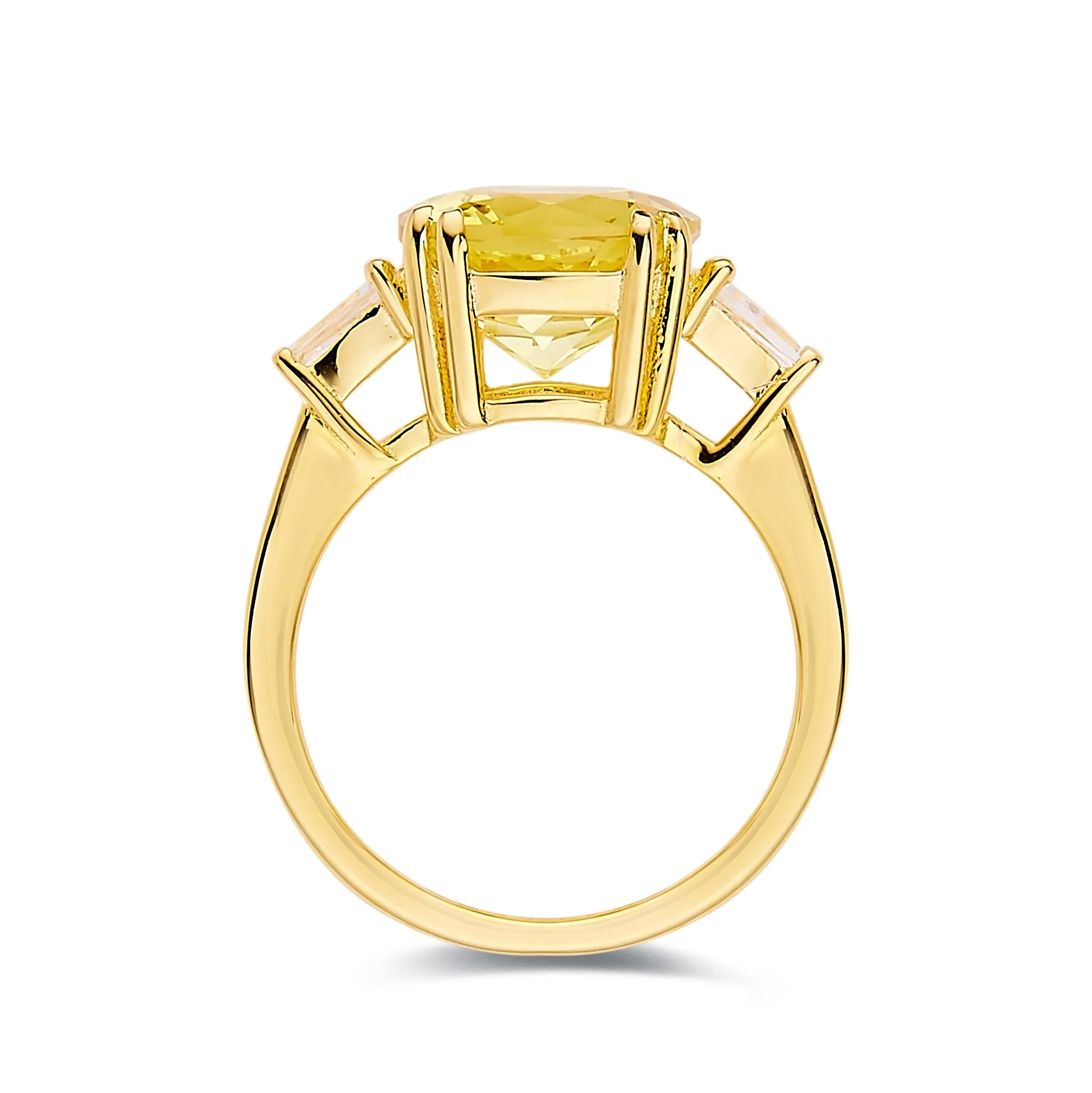 Yellow Sapphire Round Three Stone Statement Ring