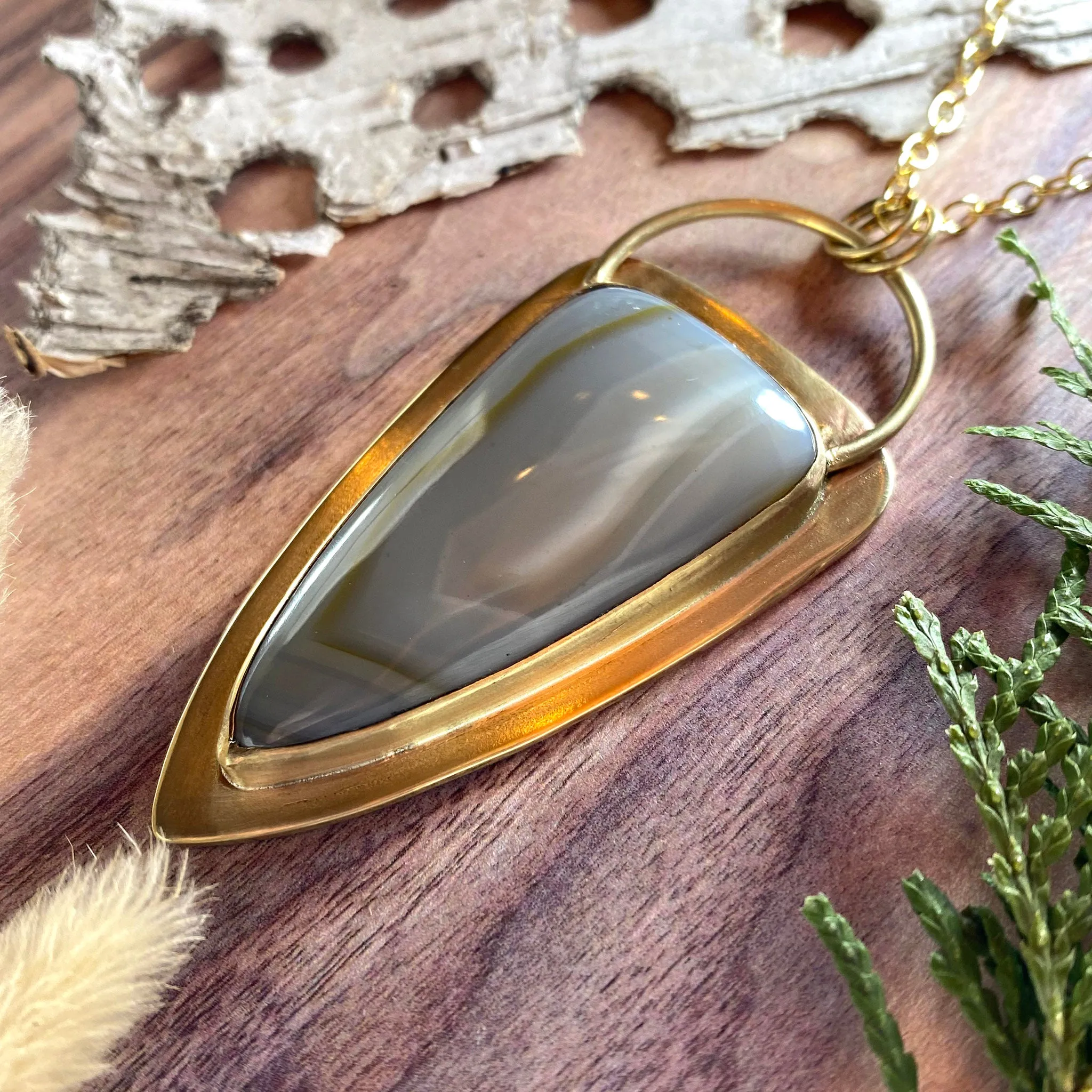 Yellow Skin Agate Pendant Necklace