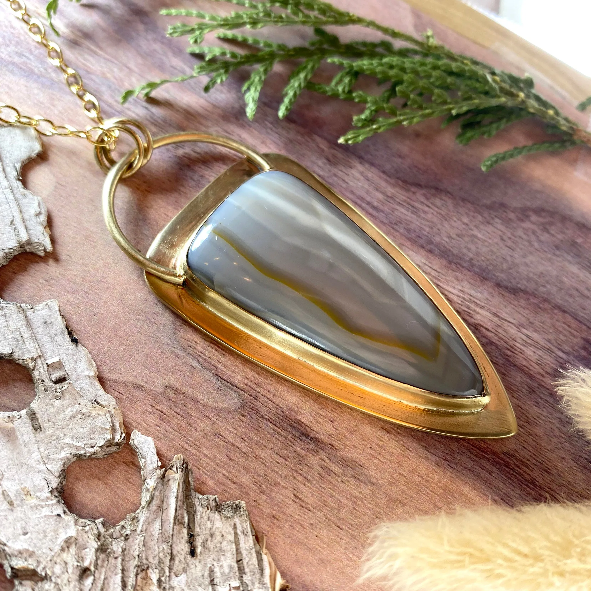 Yellow Skin Agate Pendant Necklace